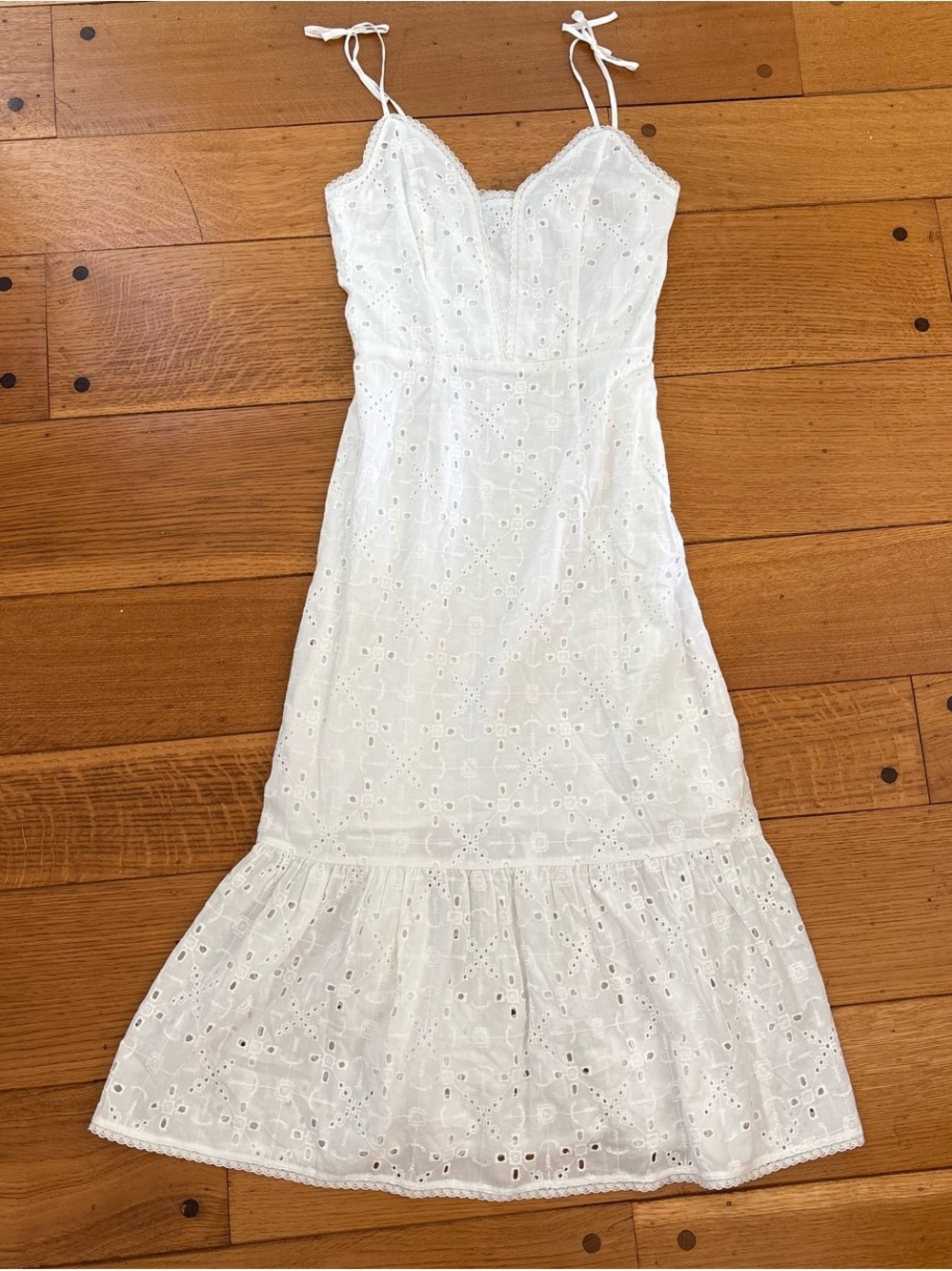 PAIGE White Eyelet Dress with Lace Trim - Picture 3 of 10